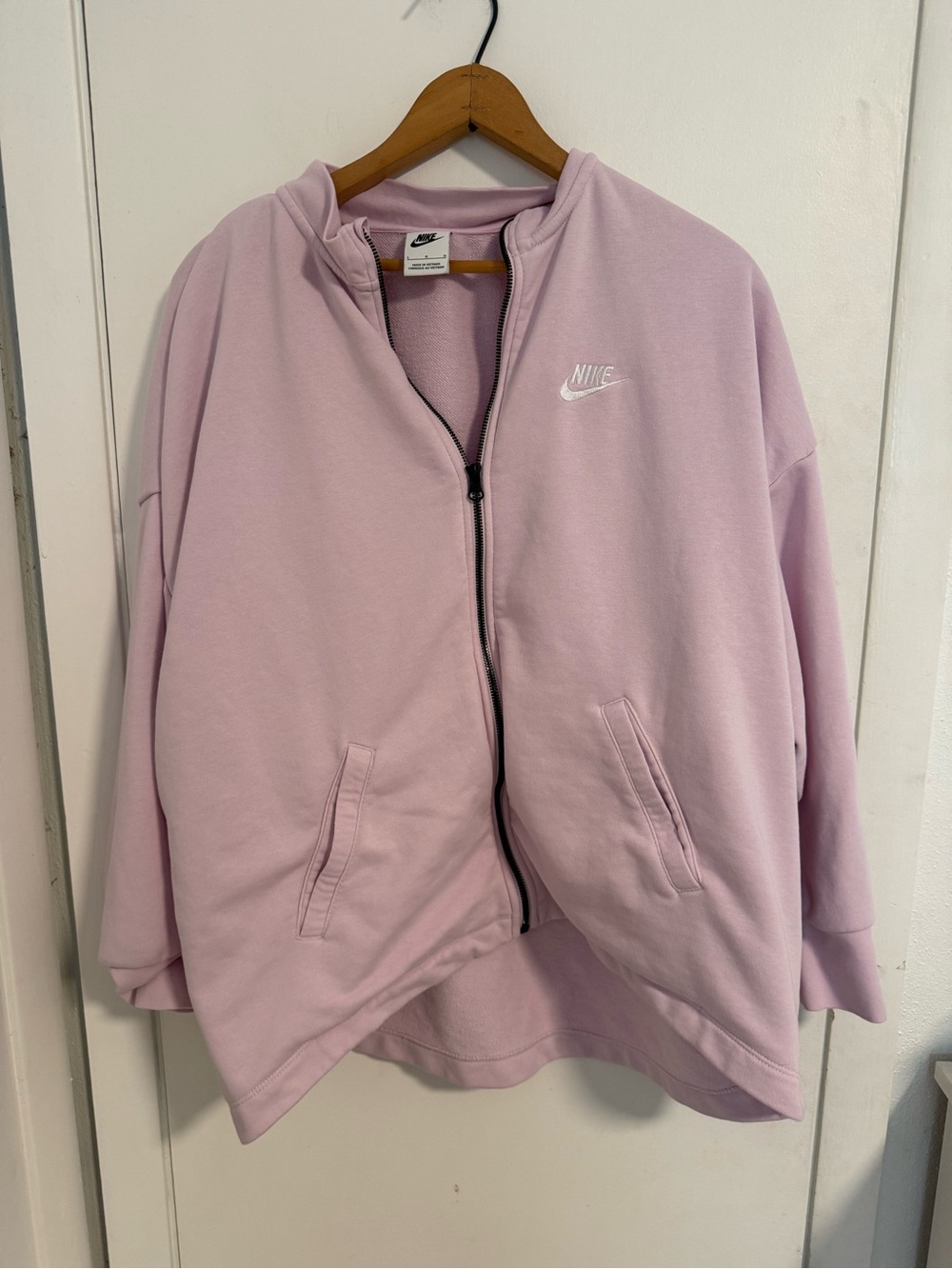 Nike Women's Light Pink Zip Hoodie size L cozy comfy